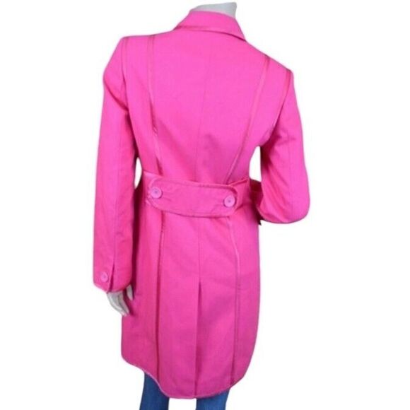 Banana Republic Bright Pink Cotton Trench Coat Barbie Small - Picture 2 of 16